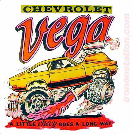 CHEVROLET VEGA Vintage tee shirt Iron On transfer Original Authentic "a little Chevy goes a long way" NOS new old