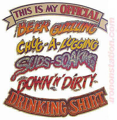 BEER GUZZLING Drinking Shirt Chug a Lug Vintage 70s Iron On tee shirt transfer Original Authentic retro 70s americana fashion