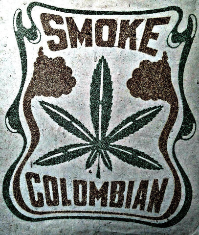 420 SMOKE COLUMBIAN 70s Vintage Iron On tee shirt transfer weed t-shirt iron-on gold green glitter