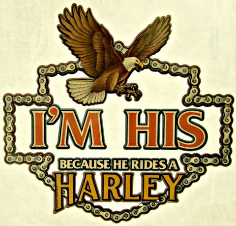 I'm his, rides a harley, harley, vintage, 70s, t-shirt, iron-on, motorcycle