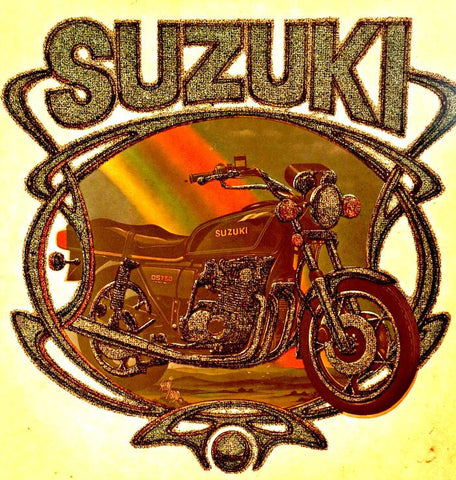 SUZUKI 750 Vintage 70s motorcycle t-shirt iron-on transfer authentic NOS retro american fashion