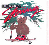 christmas, bear, skiing, vintage, 70s, t-shirt, iron-on