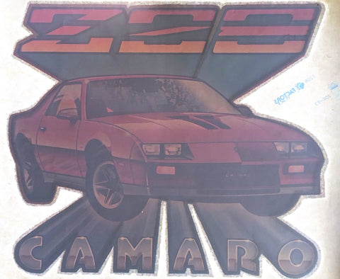 CAMARO z28 red, Vintage 70s Hot Rod Muscle t-shirt iron-on transfer authentic NOS retro american fashion