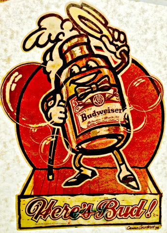 budweiser, here's bud, vintage, 70s, t-shirt, iron-on