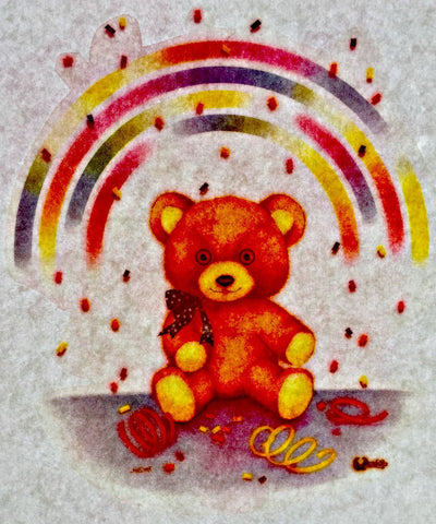 rainbow teddy bear 70s vintage t-shirt iron-on