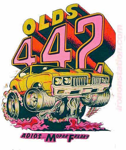 OLDS 442 Roach 1969 Vintage t-shirt iron-on Authentic 70s NOS new old Hot Rod muscle race cars