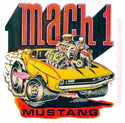 MUSTANG MACH 1 Hot Rod race cars trucks Vintage tee shirt Iron On Authentic 70s NOS new old by Roach