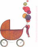 BABY CARRIAGE and BALLOONS in glitter 70s Vintage Iron On tee shirt transfer Original Authentic