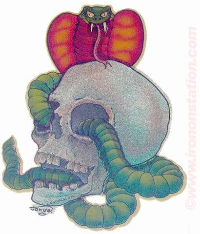 1979 COBRA SKULL in glitter drugs 70s Vintage Iron On tee shirt transfer Original Authentic