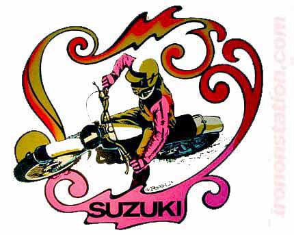SUZUKI 2 Moto X Hot Rod Vintage tee shirt Iron On Authentic 70s NOS by Roach 1973