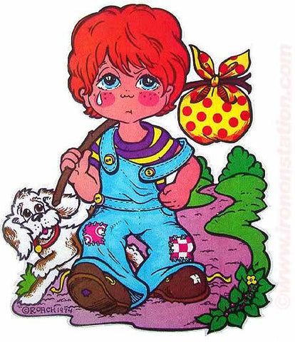 ROACH 1974 SAD Boy and his Dog 70s Vintage Iron On tee shirt transfer Original Authentic American fashion