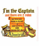 ROACH 80 BEER Captain Admiral "Watch Out for my Wife" Vintage Iron On tee shirt transfer Original Authentic NOS 70s booze americana