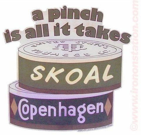SKOAL COPENHAGEN "a pinch is all it takes" Tobacco 70s Vintage Iron On tee shirt transfer Original Authentic NOS