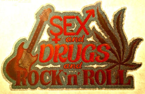 Vintage 70s Sex Drugs Rock n Roll retro tee shirt iron on transfer t-shirt iron-on glitter New Old