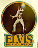 the king, elvis, presley, the king lives on, vintage, 70s, t-shirt, iron-on
