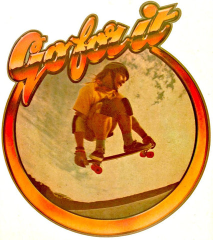 Vintage 70s Skater Skate Boarder t-shirt iron-on transfer nos retro "Go for it" american fashion