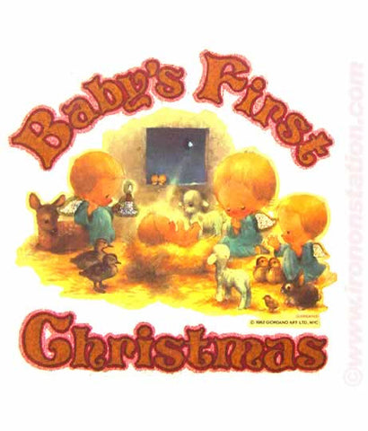 baby, first, christmas, vintage, 70s, t-shirt, iron-on, cute